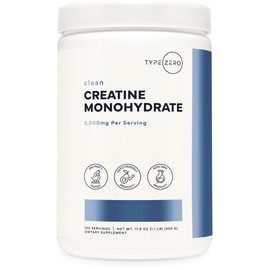 Type Zero Creatine Monohydrate Powder (Unflavored | 500g), 5000 mg Per Serving, Micronized, Zero Sugar, Keto Friendly & Gluten Free, 100 Servings