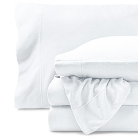 Bare Home Super Soft Fleece Sheet Set - Full Size - Extra Plush Polar Fleece, No-Pilling Bed Sheets - All Season Cozy Warmth (Full, White)