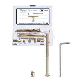 METALLIXITY Furniture Connector Bolt Cap Nut Kit with Wrench(M6-1x100mm) 24Pcs, Connector Bolt M6 Screw Barrel Nuts Binding Screws, for Chair Cabinet Bed, Yellow