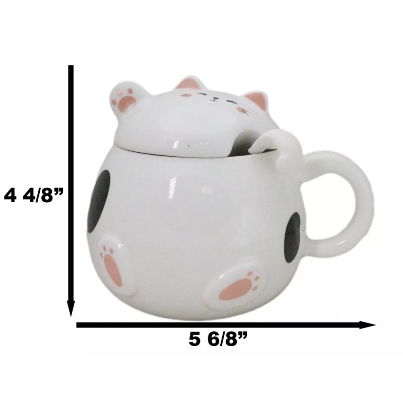Ebros Gift Whimsical White Chubby Feline Kitty Cat Cup Mug