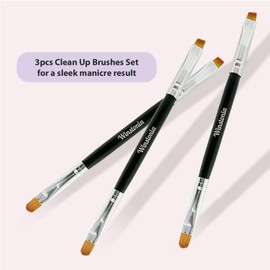 Winstonia Nail Art Brushes Set. Clean Up Brush Double Ended Tools Manicure Cuticle Cleaning Brush Nail Bed Professional Salon Result and Home Use.