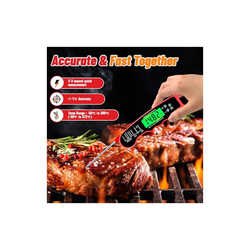 Termómetro digital para carne, termómetro digital de lectura instantánea para