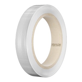 Duccinp Reflective Tape, 1 Inch x 30 Feet - High Intensity - White Reflective Safety Tape Waterproof Conspicuity for Trailer Reflector Trucks Bikes Baby Strollers Helmets