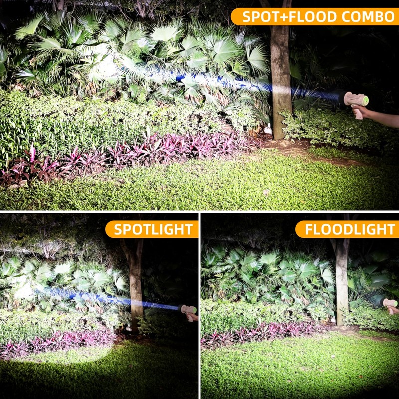YIERBLUE Rechargeable Spotlight Floodlight Combo 120,000 High Lumen LED, IP67