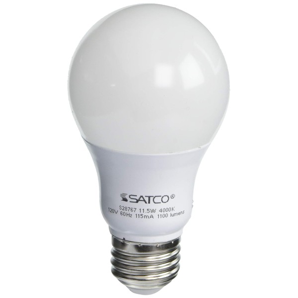 Satco S28767 Medium Light Bulb in White Finish, 4.38 inches, Frosted