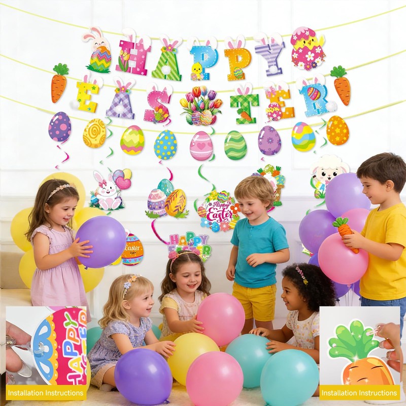 Easter Decorations for Home Pastel Easter Balloons Kit with Happy