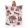 Cosmetic and Makeup Theme Throw Blanket, Perfume Lipstick Flower Blanket,