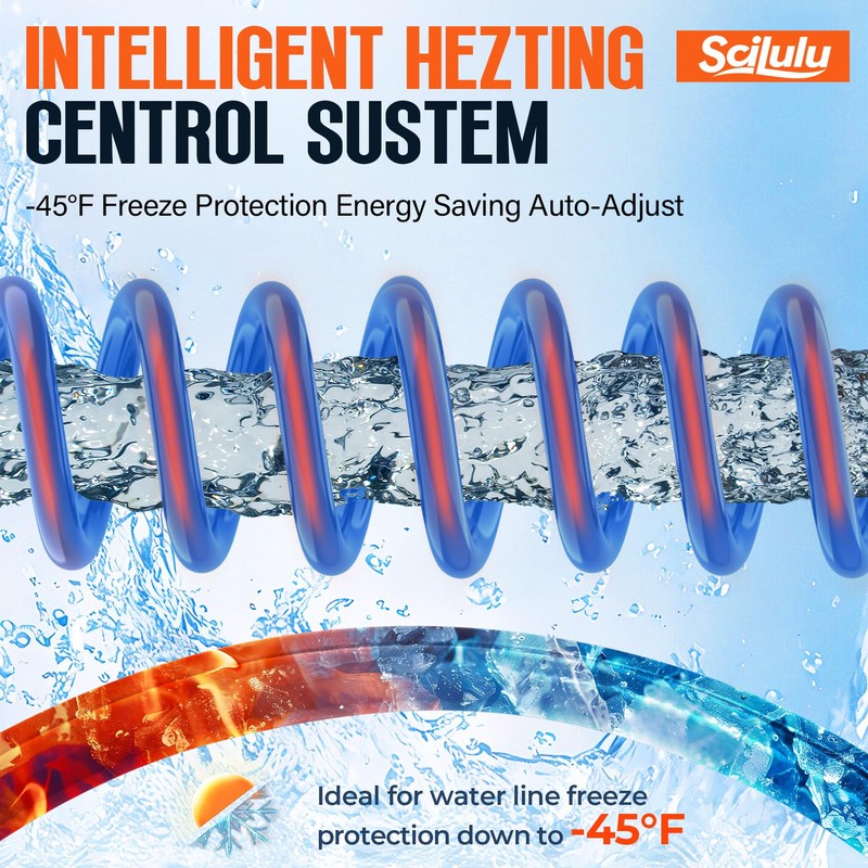 Scilulu 15FT Heated Water Hose for RV, Freeze Protection to