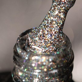 BURANO Glitter Gel Nail Polish, LED UV Holographic Effect Shimmer, No Chip DIY Nail Salon (Royal Black LP27)