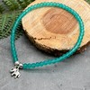 Sea Green Frosted Glass Bead Anklet with Silver Plated Elephant