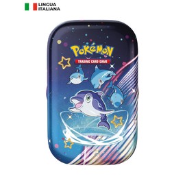 Collectable Mini Tin (Finizen) of the Scarlet and Violetto Expansion - Fate di Paldea del GCC Pokémon (2 Expansion Packs, 1 Sheet of Sticker and 1 Card with Illustration) in Italian