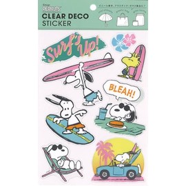 S&C Corporation Snoopy Clear Decal Sticker Surf PWD49