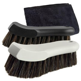 2 pcs Horse Hair Brush for Leather, car wash Brush Furniture, Sneakers, Boots, and More (Works on Natural, Synthetic, Pleather, Faux Leather and More)