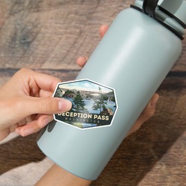 Die Cut Sticker Whidbey Island, Washington, Deception Pass Bridge, Vinyl Sticker, (Waterproof Decal for Cars, Water Bottles, Laptops, Coolers), Large