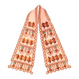 Set of 2 Ganesha Dupatta Velvet Puja Cloth Chunari Pooja Chunar Puja Articles for Indian Traditional Ganesh Chaturthi Festival for Idol Statue Frame Temple (Size: 12 Inches x 4 Inches) (Peach, Purple)