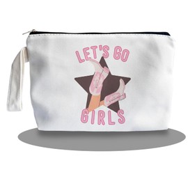 SQQCMM Pink Preppy Coquette Makeup Bag - Pink Preppy Coquette Themed Gifts for Lovers Girls Mom Women, Dorm Room Essentials, Cosmetic Travel Bags for Women, Canvas Zipper Makeup Bag