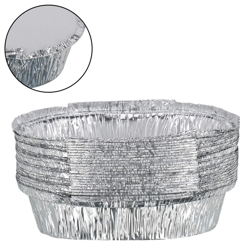 Aluminium Foil Oval Baking Tray with Paper Lid [200Pcs] Silver