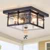 Motion Sensor Outdoor Flush Mount Ceiling Light, Industrial Glass Rustic