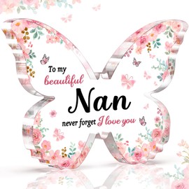 CheriGift Nan Gifts, Gifts for Nan, Nan Christmas Day Gift, Beautiful Butterfly Acrylic Plaque, Best Nan Gifts for Christmas, Presents for Nan, Nan Birthday Gifts- to My Beautiful nan