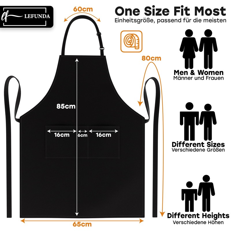 LEFUNDA® Waterproof Apron with 3 Pockets, Adjustable BBQ Apron with