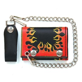 Hot Leathers Flame Wallet Tri-Fold Wallet WLB1003-4"