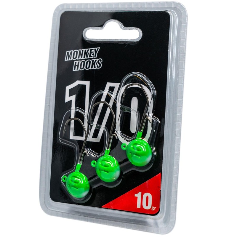 Monkey Lures Hook - 3 Jig Heads, Size/Weight/Colour: Size 1/0
