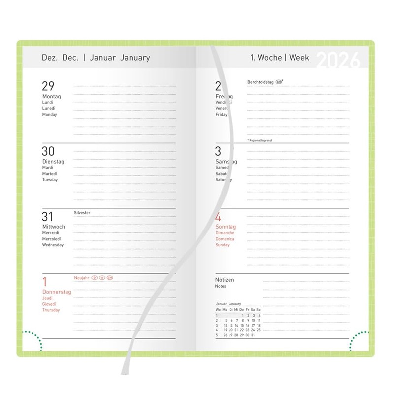 Idena 12043 Pocket Diary 2026, Ladytimer in Format 8.7 x