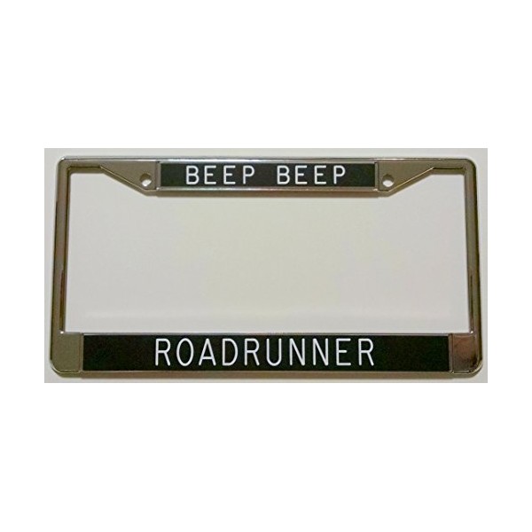 All About Signs 2 BEEP BEEP Roadrunner License Plate Frame Black Background