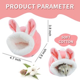 WishLotus Hamster Bed Mini Hamster House Soft and Warm Cute Hamster Small Animal Bed House for Dwarf Hamster Mini Hedgehog and Small Pets (Pink)