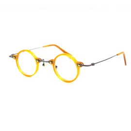 BETSION Reading Glasses Computer Game Vintage Small Round Acetate Eyeglasses Frames (Orange, +2.75)