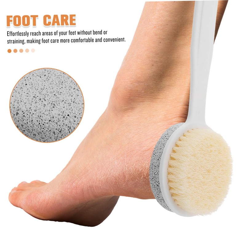 FRCOLOR Long Handle Foot File with Pumice Stone Callus Remover