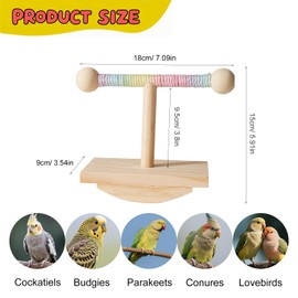 QMoveltyF 2pcs Bird Perch Stand Birds Playground Play Stands for Parrots Intelligence Puzzle Training Enrichment Toys for Parakeets Wooden Bird Cage Accessories for Parrot Budgies Conures