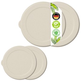 FALKENHORN Organic Can Lids - 2 x Small + 2 x Large with Flap - Combination Set - for Cans 200 g/400 g/800 g - Cream - BPA-Free, Sustainable, Dishwasher Safe - Made from Sugarcane - Made in Germany