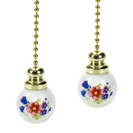 KUMGROT Ceiling Fan Pull Chains Ceiling Fan Chain Extender for Fan Pull with Fan Pull Chain Decorative White Ceramic Ball Fan Pull Chain Length 12in