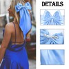2Pcs Blue bow, Soft Satin Silky Navy Bow with Long