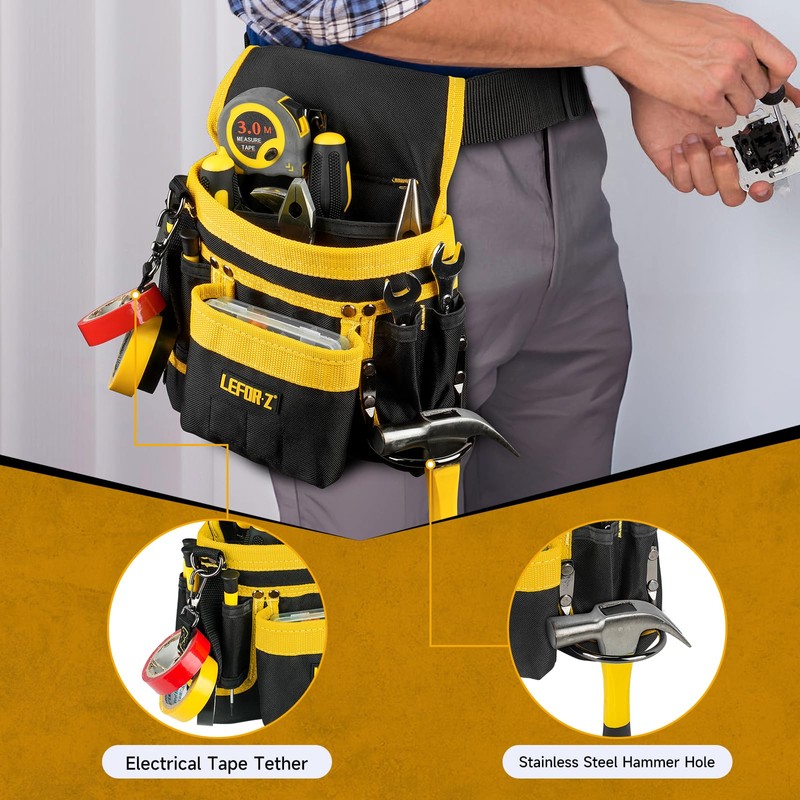 Tool Belt,Magnetic Tool Pouch,14-Pockets Tool Belts for Men,Detachable & Adjustable