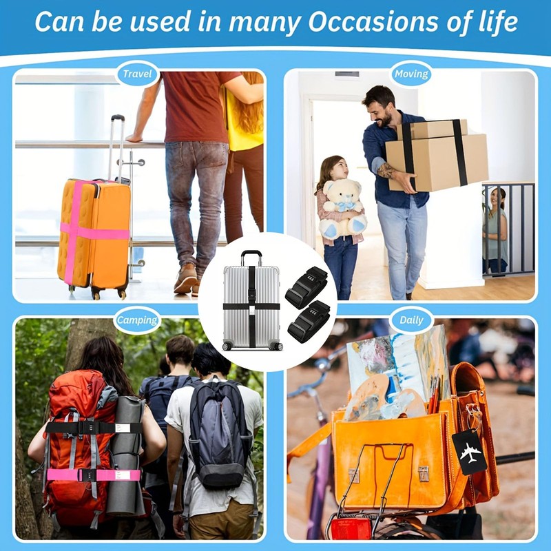 Suitcase Straps Pack of 2, Adjustable Suitcase Strap, 5 x