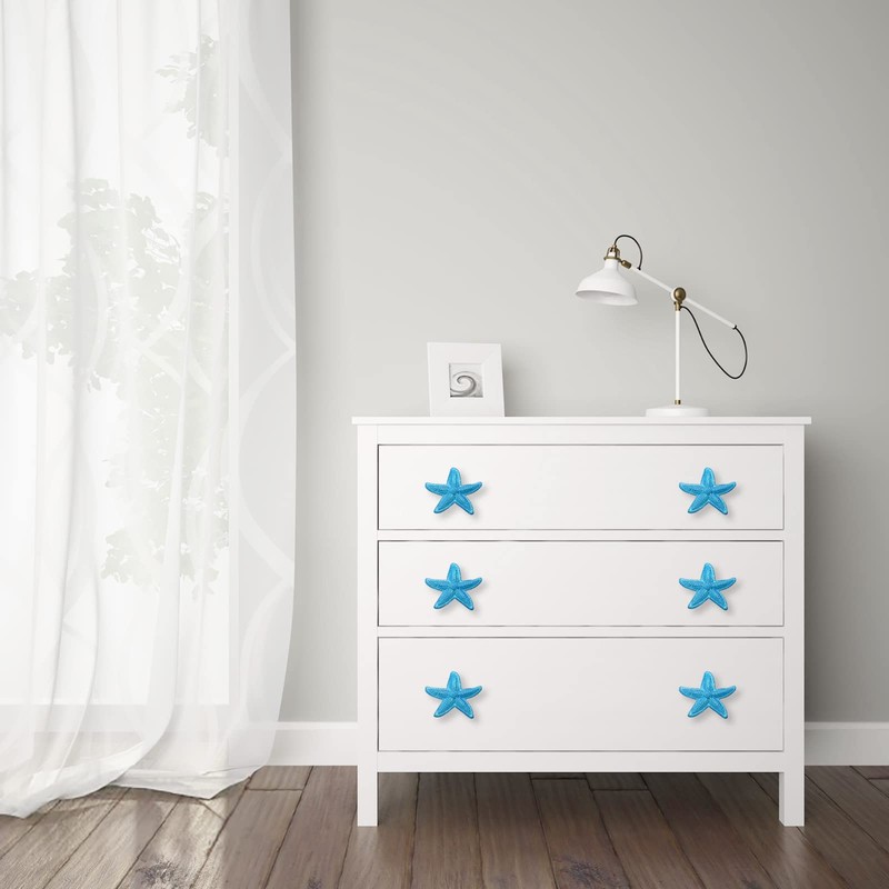 foxwake Starfish Drawer Pulls and Knobs 8Pack Glittery Animal Cabinet