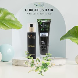 Gorgeous Hair Care Gift Set by Vilana | Mint Hair Conditioner 200ml – Hair Mask to Nourish Dry Damaged Hair | Split Ends Treatment Hair Cream 'Pure Softness' 100ml – For Healthy, Radiant & Soft Hair