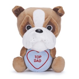 Posh Paws 37695 Swizzles Love Hearts Bruce The Bulldog 'Top Dad' Plush Toy, 18 cm, Brown