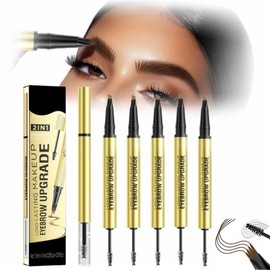 2025 New Microblading Eyebrow Pen,Brow Pencil 2-in-1 Dual-Ended Microblading Eyebrow Pen with Micro-Fork-Tip and Precise Brush-Tip Create Natural Hair-Like Brows (Colors 5pcs)