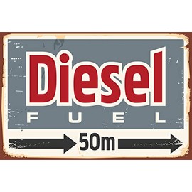 DekoNo7 Tin Sign 30 x 20 cm Vintage Sign Diesel Fuel 50 m