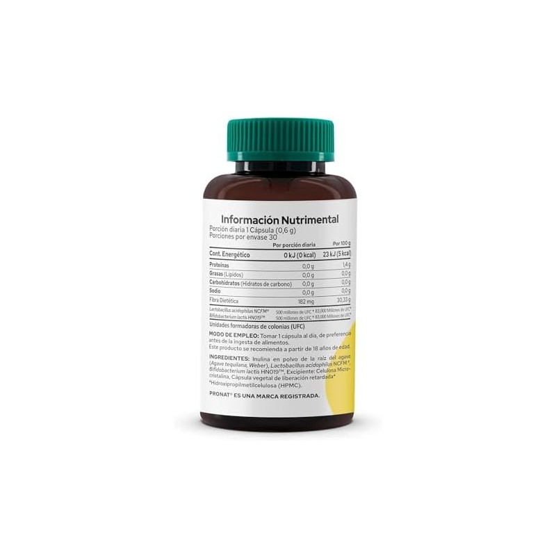 PRONAT Probióticos Duo Biotics, Suplemento Alimenticio, con Prebióticos, 30 Cápsulas