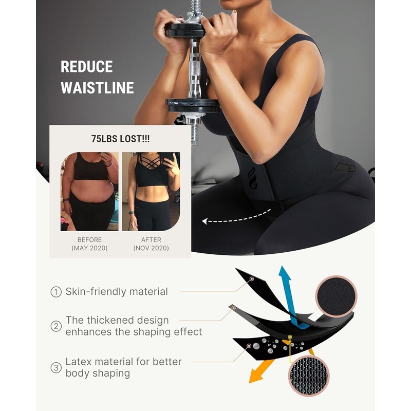 FeelinGirl Waist Trainer Belt Cincher Trimmer Tummy Control Body Shaper