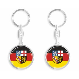 daged Saarland Germany Key Fob Metal Key Ring 3D Effect + Sticker - RD, multicoloured