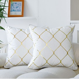 WACOMECO - Juego de 2 fundas de cojín decorativas de terciopelo suave para sofá, decoración del hogar, color blanco, 18 x 18 pulgadas