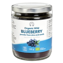 LOOV Wild Blueberry Powder Organic (Pomace Powder), Wild-Crafted from Nordic Forests, Made of Wild Bilberry Skins and Seeds Only, no Added Sugar, High in Fiber, 100 g