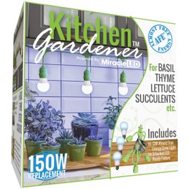 Miracle LED 609904 Kitchen Gardener 3-Socket LED Grow Light Bulb Kit with Blue Spectrum Starting AFE Bulbs (2-Pack) 2 Fixtures, 6 Bulbs