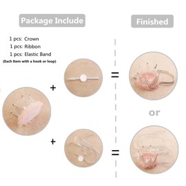 Nishine 2.9"x2.2" Toddler Girls Crown Headband with Replaceable Band Adjustable Hair Band Photography (Silver, Replaceable Band)