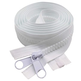 MebuZip 244 cm #10 Plastic Zip Separable White 8.5 mm Zip with Double Pull for Tents Cover Sleeping Bag DPW